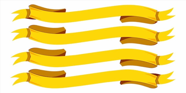 Vector a collection of plain yellow ribbons with plain background use anywhere to enhance your creativity