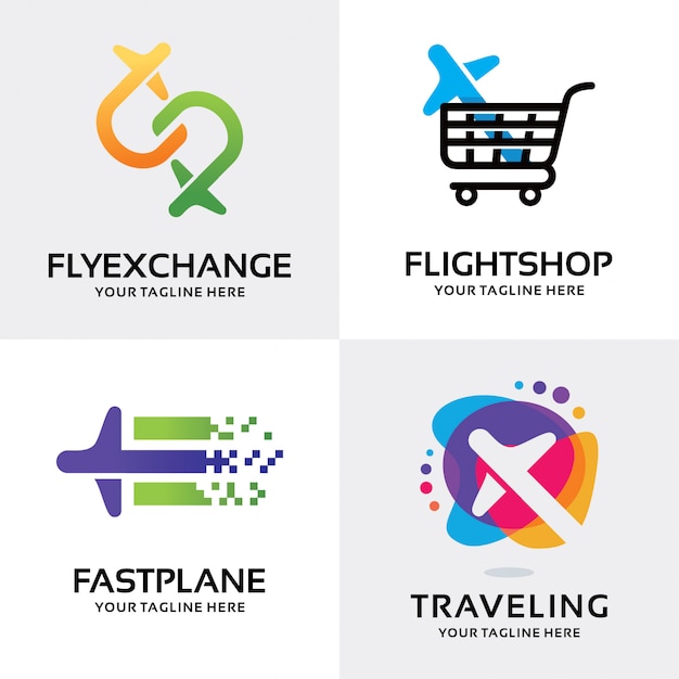 Collection of plane logo set design template