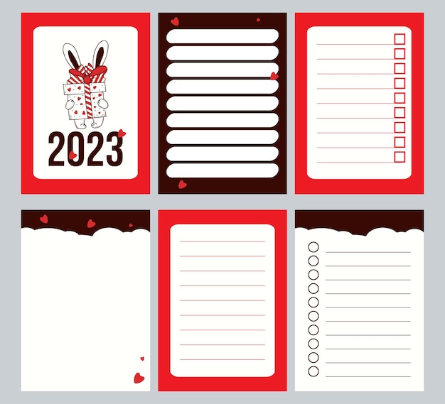 Collection planner 2023 with cute rabbit Pages notes organizer list sticker control and to do list