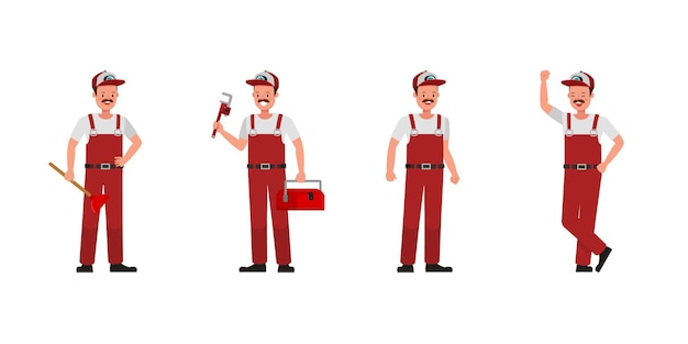 Vector collection of plumber man working