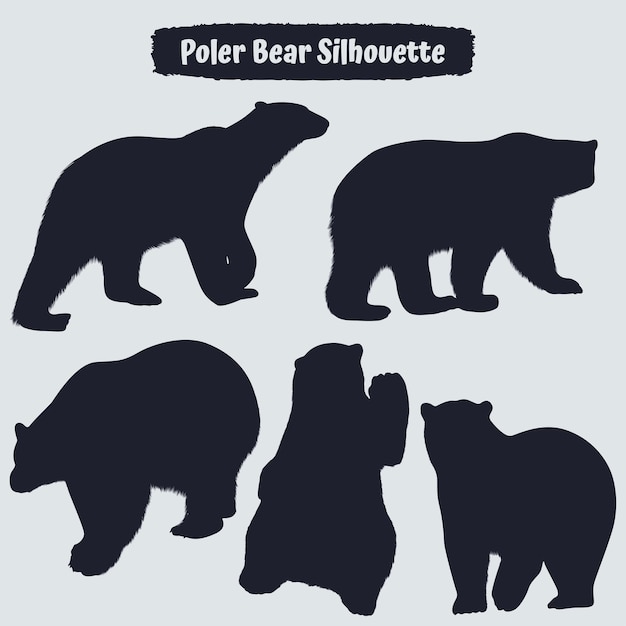 Collection of Polar bear silhouettes in different positions