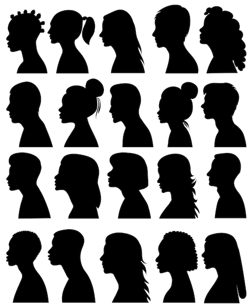 Vector collection portrait people silhouette isolated vector