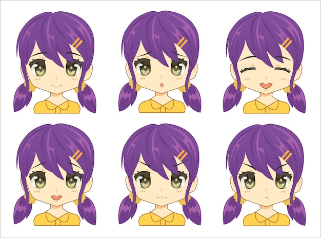 Isolated head of an anime character girl Vector Image