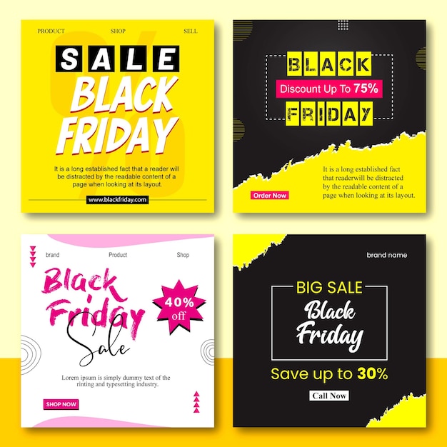 a collection of posters for black friday sale