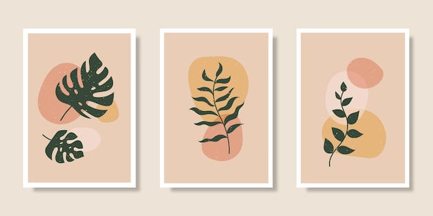 Collection of posters with abstract concepts and pastel colors