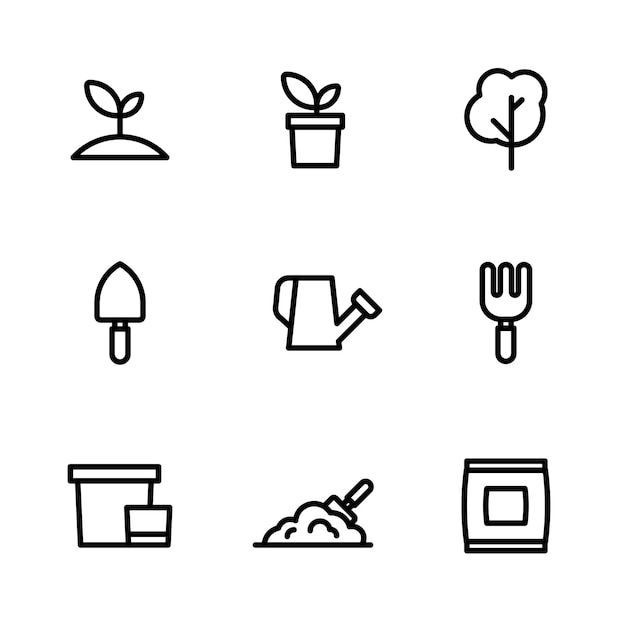 Vector collection of premium garden icons with one theme
