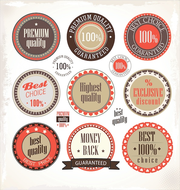 Vector collection of premium quality and guarantee labels