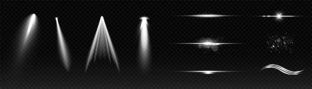 collection of projector transparent light for stage lighting of podiums and stages vector