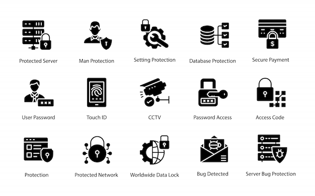 보호 문자 벡터 아이콘의 컬렉션