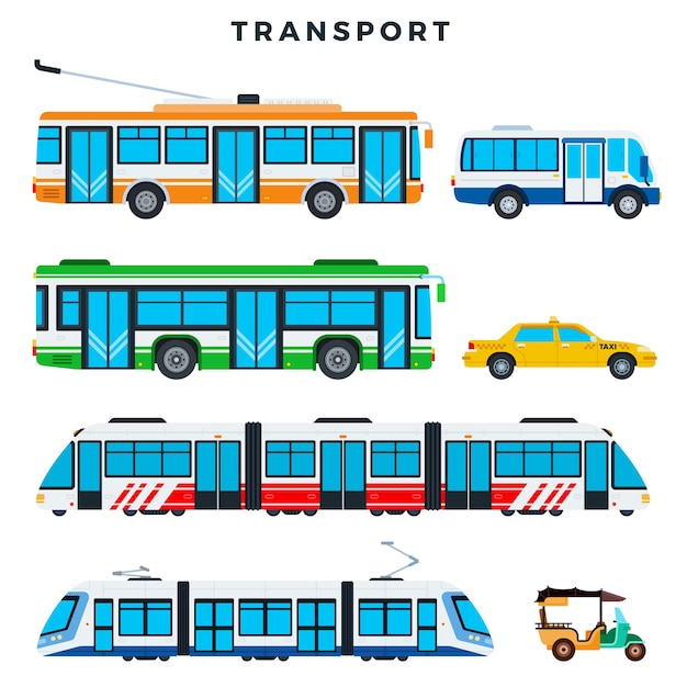 Vettore raccolta di illustrazione del trasporto pubblico