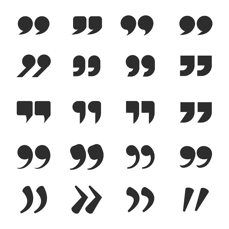 Vector a collection of quotation mark icons black quote mark symbol of discussion or dialog sign