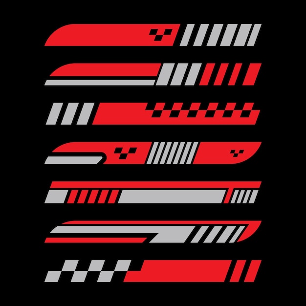 Collection of racing geometry striped car wrap stickers