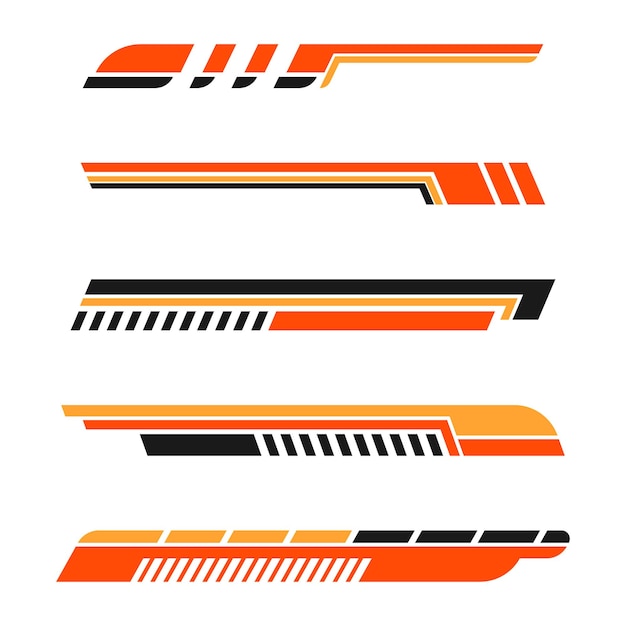 Vector collection of racing style striped vehicle wrap vinyl sticker