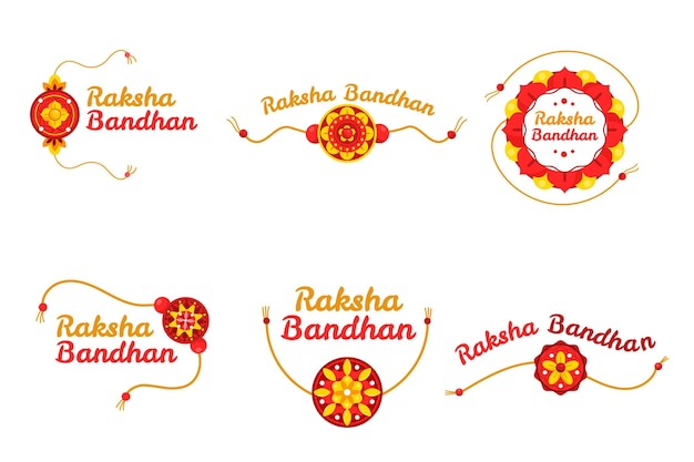 Vettore collezione di badge raksha bandhan