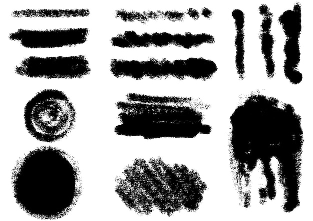 Collection of random hand drawn scribble of stroke shape black pen marker shapes vector set