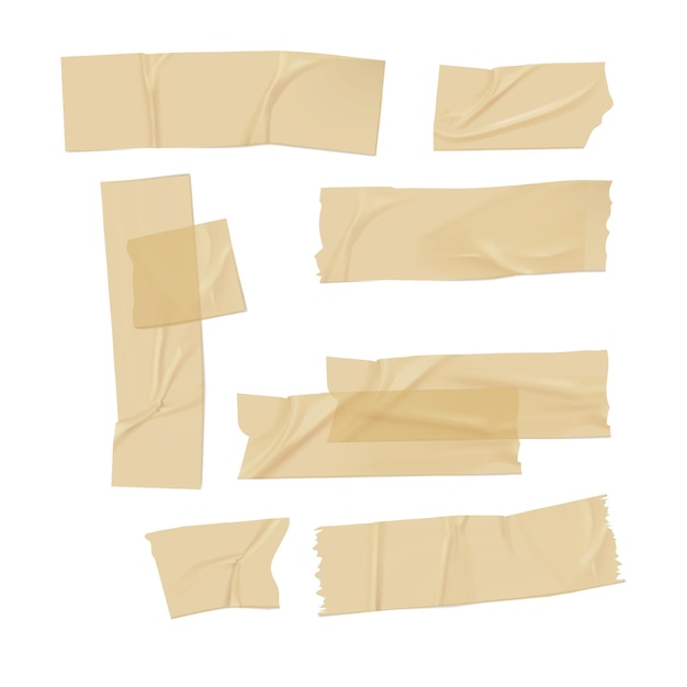 Collection of realistic adhesive tape pieces