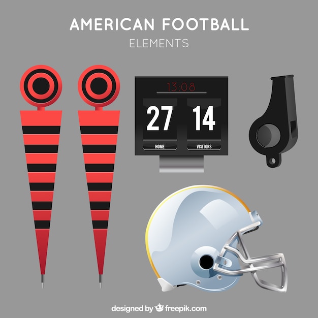 Vector collection of realistic american football objects