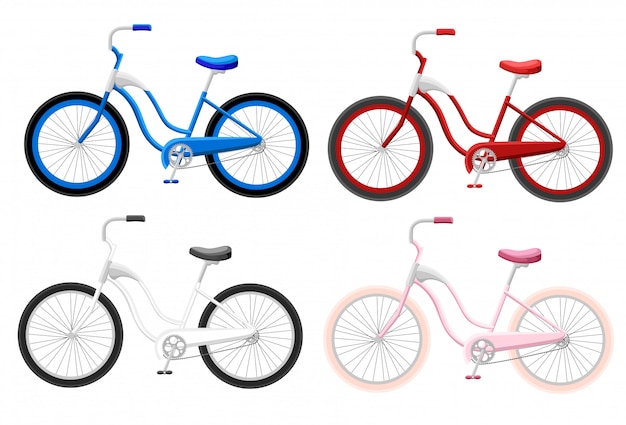 A collection of realistic bicycles bicycle set design flat
isolated illustration.