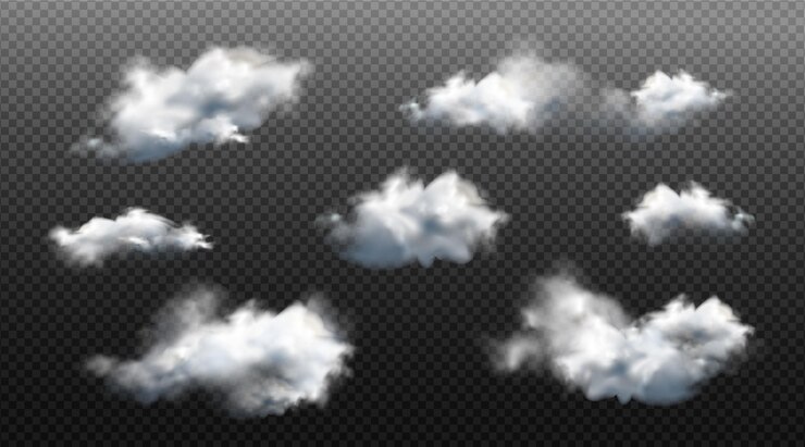 Vector collection of realistic different clouds