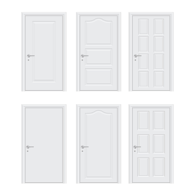 Vector collection of realistic door vector illustration pack of white door cartoon icon