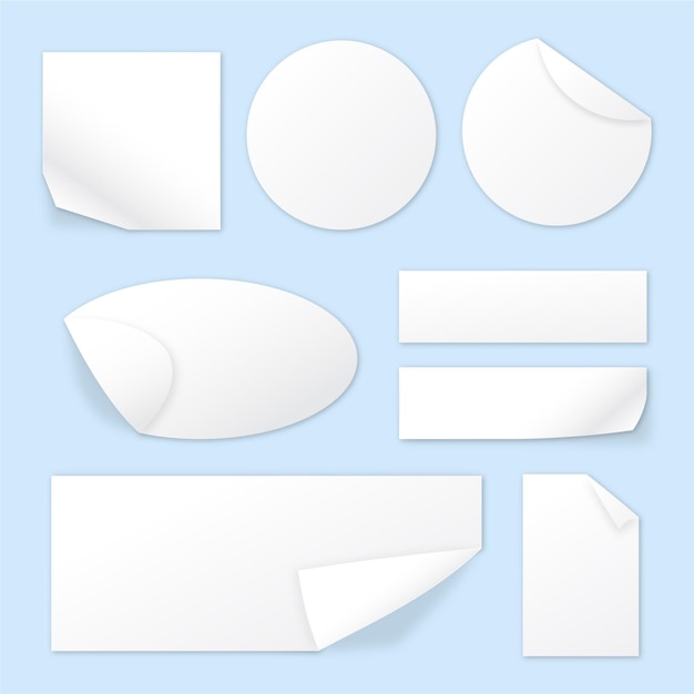 Vector collection of realistic paper stickers