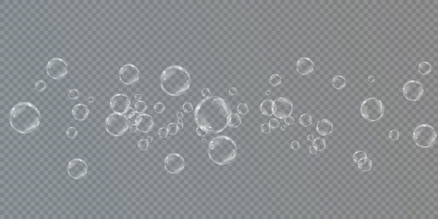 Collection of realistic soap bubbles png. bubbles are located on a transparent background.