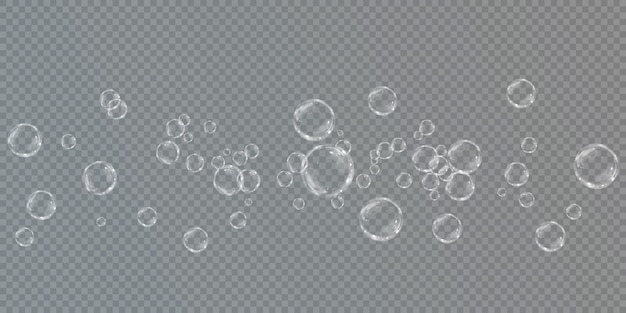 Collection of realistic soap bubbles png. bubbles are located on a transparent background.