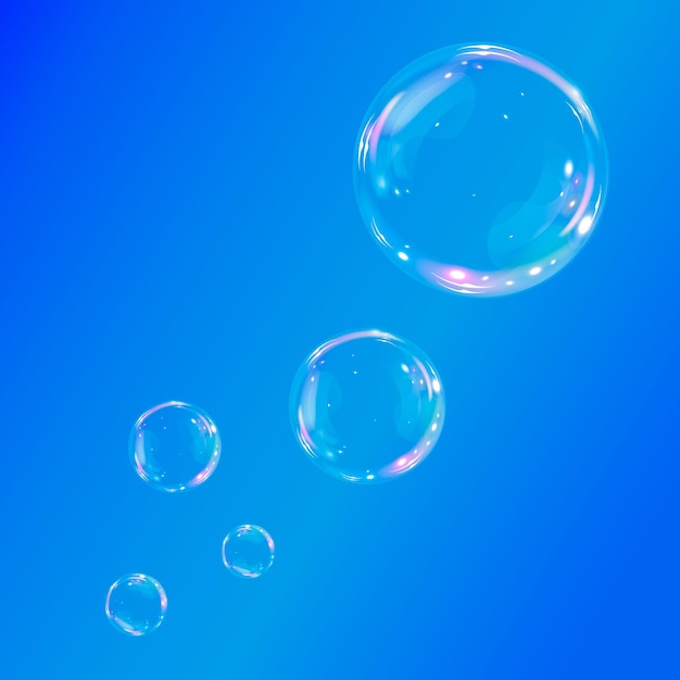 Collection of realistic soap bubbles