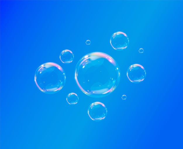 Collection of realistic soap bubbles