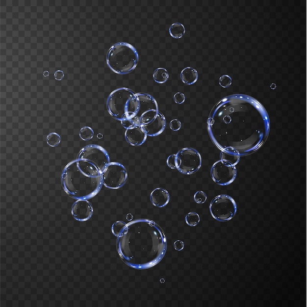 Vector collection of realistic soap bubbles .