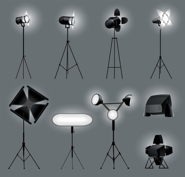 Collection of realistic spotlights