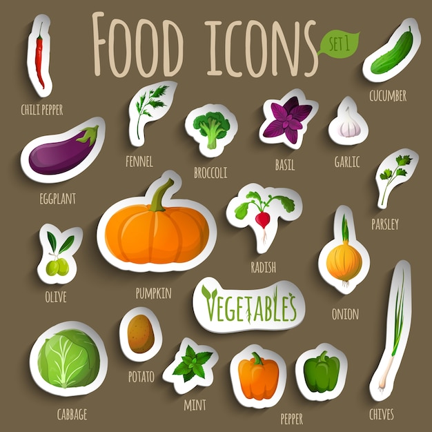 Collection of realistic vegetables
