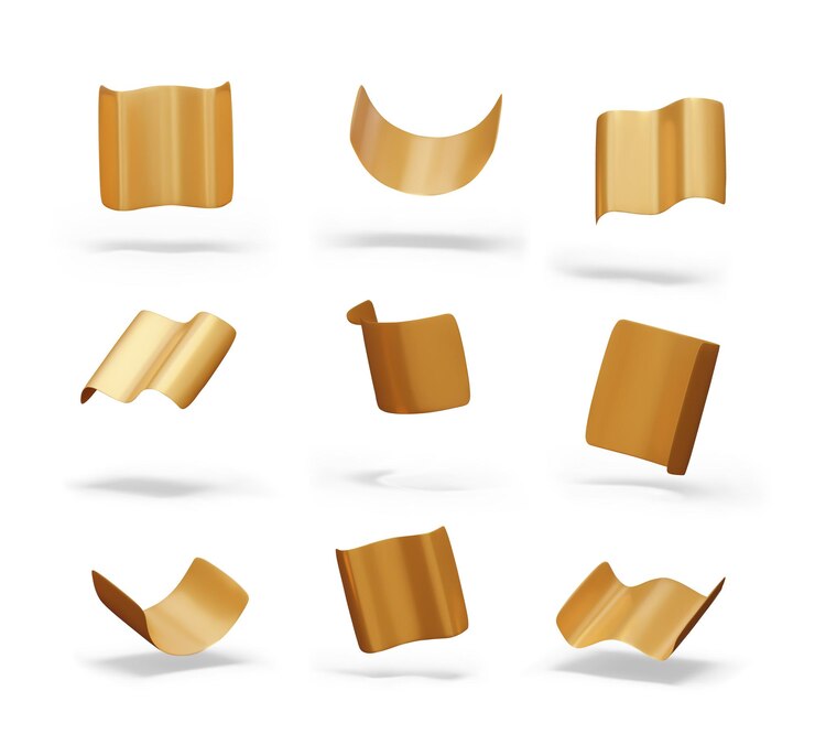 वेक्टर collection of rectangular pieces of gold leaf confetti of different shapes