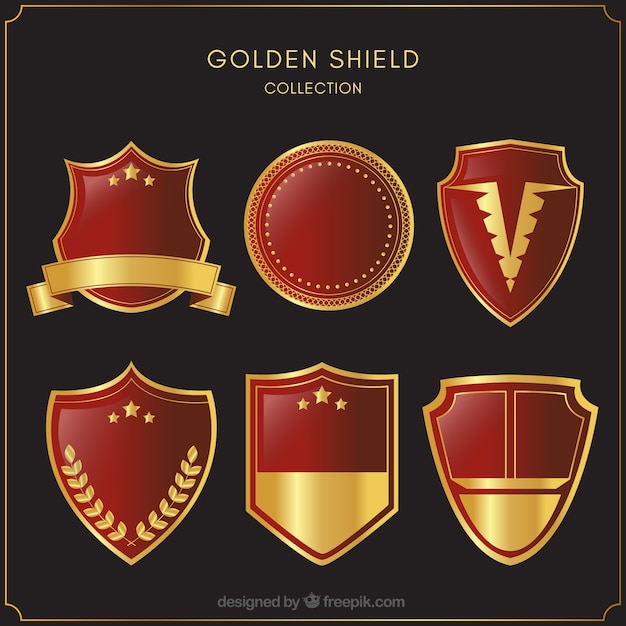 Collection of red and gold shields