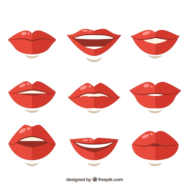 Vector collection of red lips