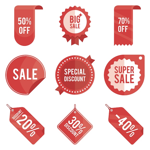 Vector collection of red sale lable