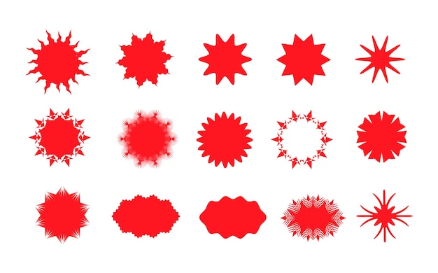 Collezione di adesivi a stelle rosse e distintivi per la promozione set di adesivi starburst