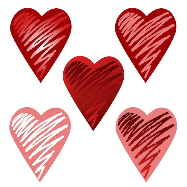 Collezione cuore rosso e bianco su sfondo rosa e rosso un elemento di design illustrazione vettoriale