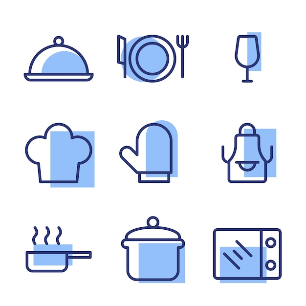 Vector collection of restaurant and kitchen icon designs