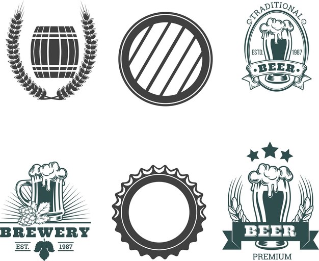 Collection  retro beer emblems, badges, stickers