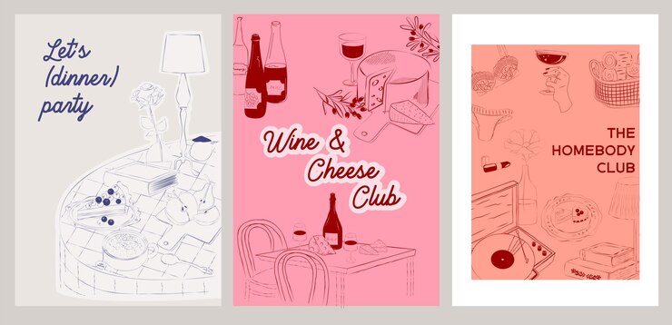 Vector collection of retro posters friday evening dinner posters