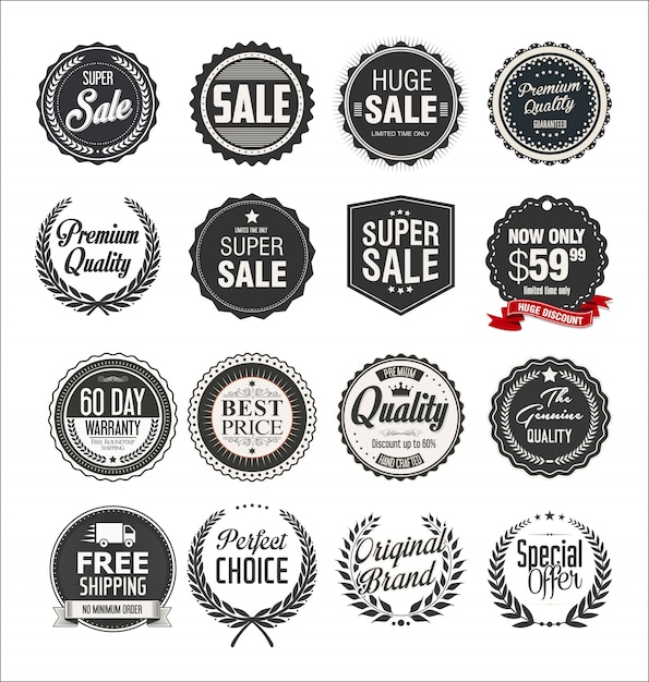 Collection of retro vintage badges