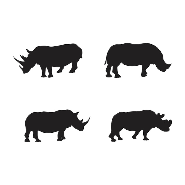 Collection of rhino animal silhouettes