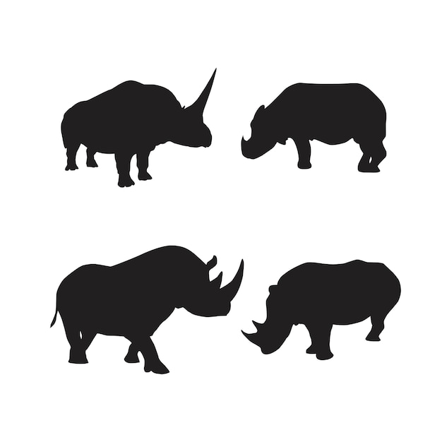 Vector collection of rhino animal silhouettes