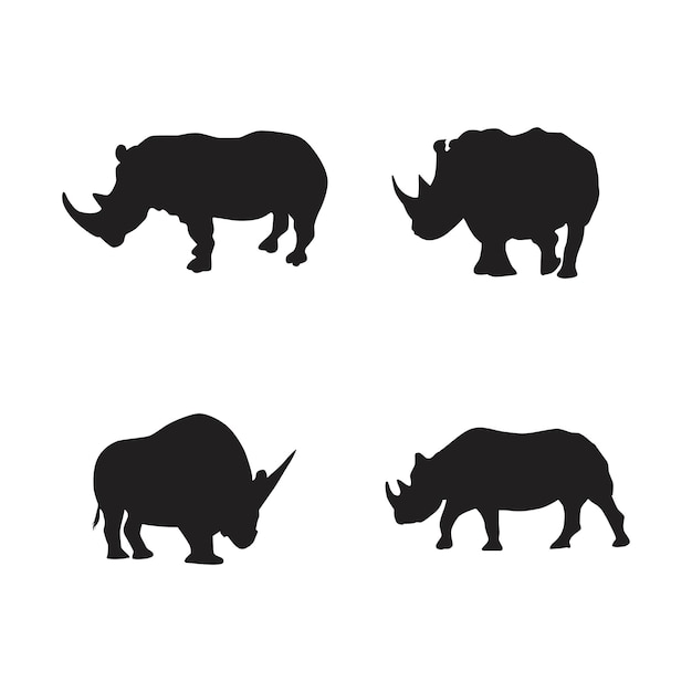 Collection of rhino animal silhouettes