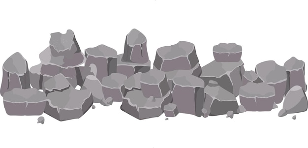 Collection of rock stone cartoon set, stones and rocks in isometric flat style.