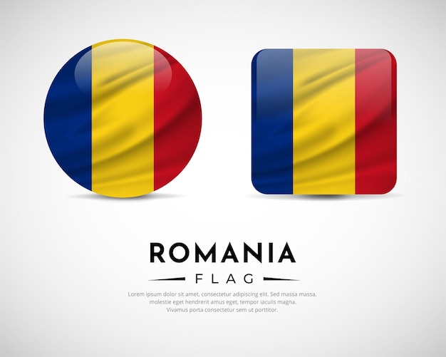 Collection of Romania flag emblem icon Romania flag symbol icon vector