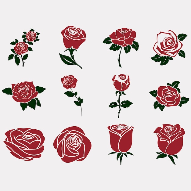 collection of rose flower logos