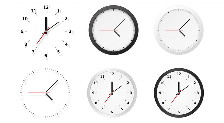 Vector collection of round analog dial clock faces