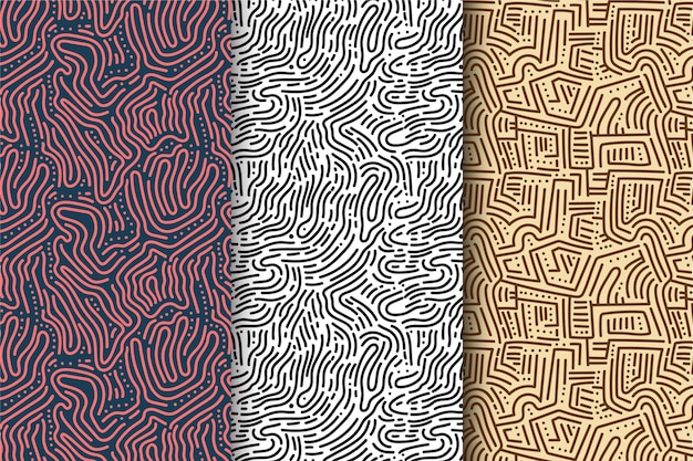 Vector collection of rounded lines pattern